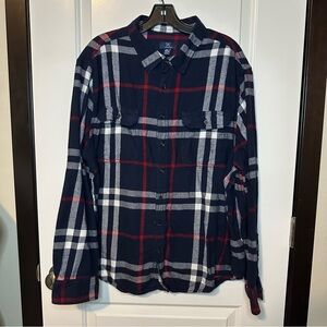 George Navy Red Plaid Flannel Shirt | Men’s 2XL